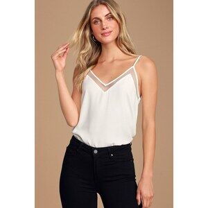 Sweet Fling White Mesh Tank Top